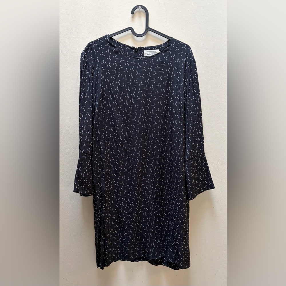 & Other Stories Black Long Sleeve Dress with White Micro Anchor Print